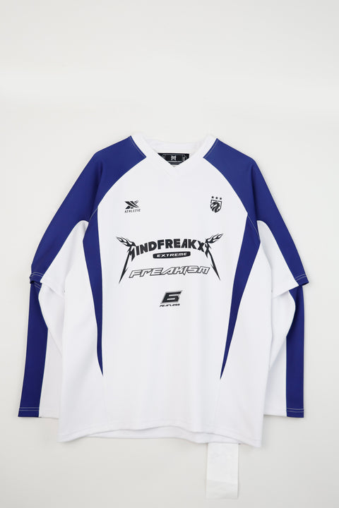 BLOCKECORE HYBRID SLAYER JERSEY (BLUE ON WHITE)