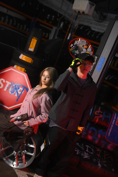 HYBRID TANG HOODED FLANNEL (GREY BLACK)